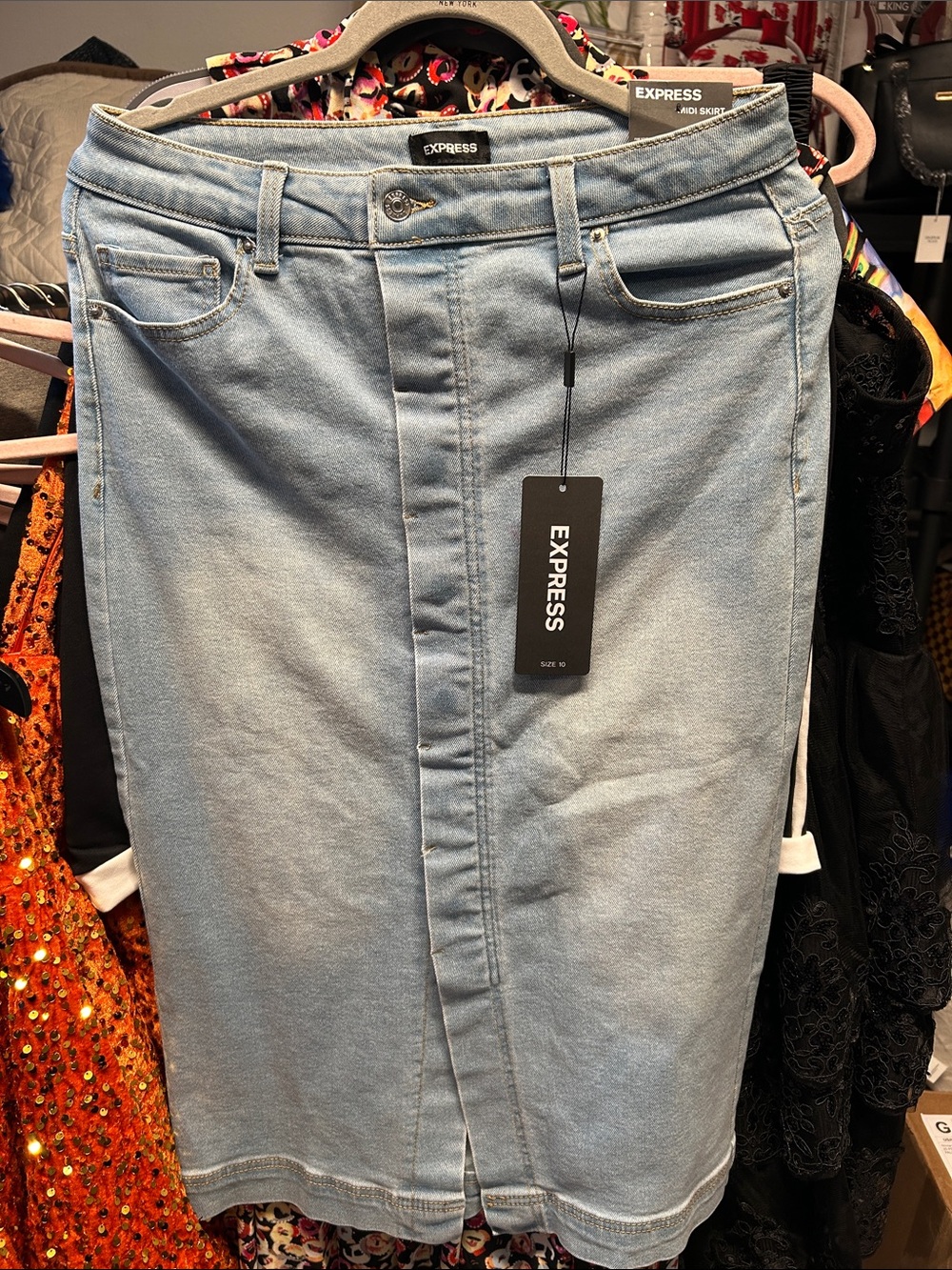 Express Men's Light Blue Slim Straight Jeans